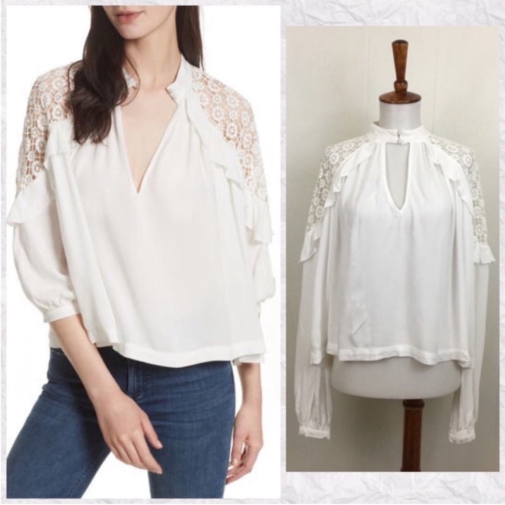 Free‎ People Lace Knit Shoulder Trapeze Blouse